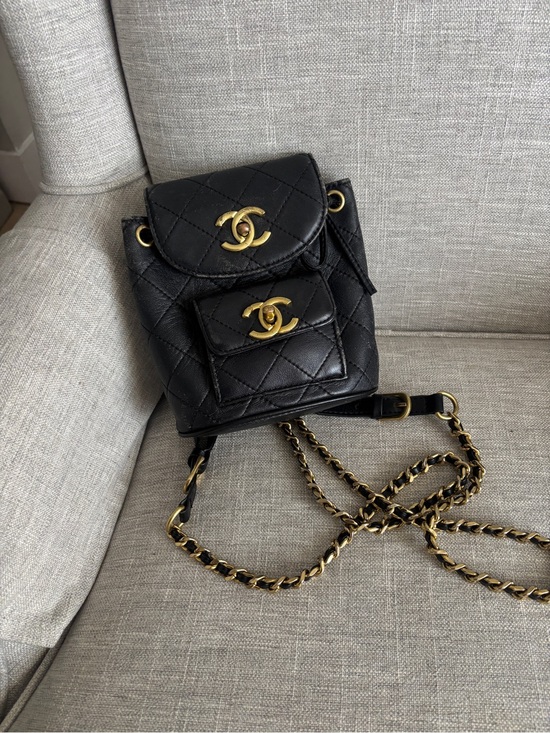 Other Handbags - Black Quilted Caviar Leather Mini Backpack with Gold Hardware